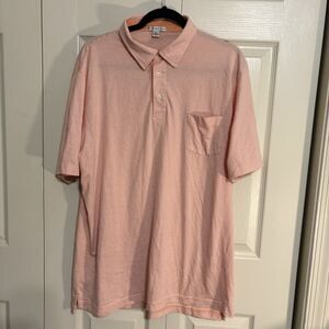 Peter Millar Men's Polo XL Coral/white pinstripe short sleeve with pocket